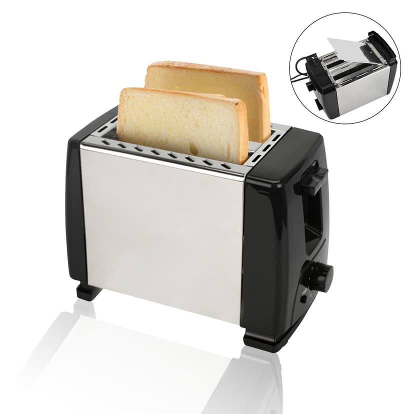 Bwiyojiz 9.84"Lx4.92"Wx6.53"H Extended Double Sided Heated Toaster 2 Slices Wide Slot 800W Multifunction with Removable Crumb Tray 7 Bread Settings Home Appliances, Plastic, Black, Gifts for Yourself