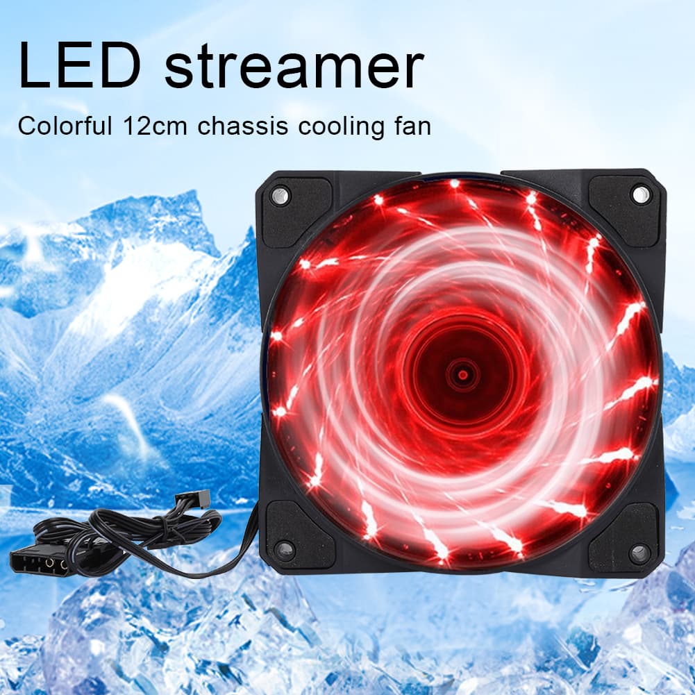 Computer Case Fan, High Computer Accessor Chassis Fan for Radiators System for Computer CPU Cooler 15-Light Blue,15-Light Red,15-Light White