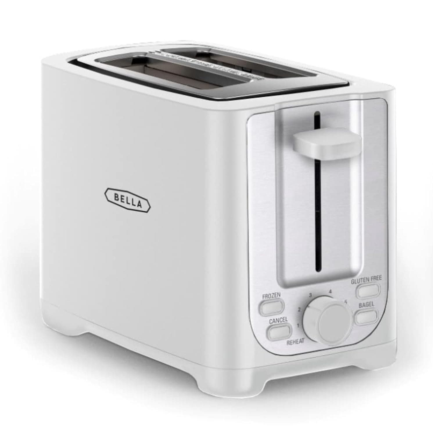 BELLA 2 Slice Toaster with Auto Shut Off - Extra Wide Slots & Removable Crumb Tray and Cancel, Defrost & Reheat Function - Toast Bread, Bagel & Waffle, White