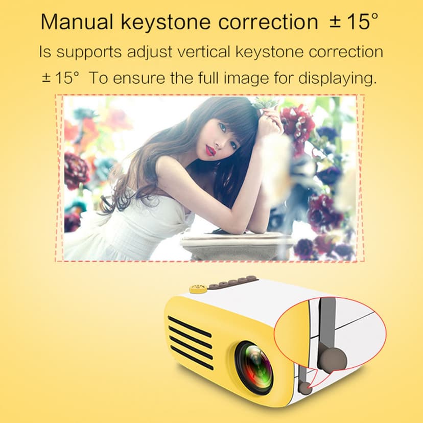 PEONAVET Video Projector Video Projector YG200 LED Projector 800 Lumens Support 1080P HDMI USB Portable Home Media Player
