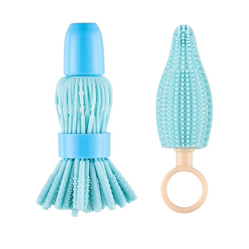 2Pcs Hand Shaking Baby Bottle Brush Pacifier Cleaning Brush Set for Home
