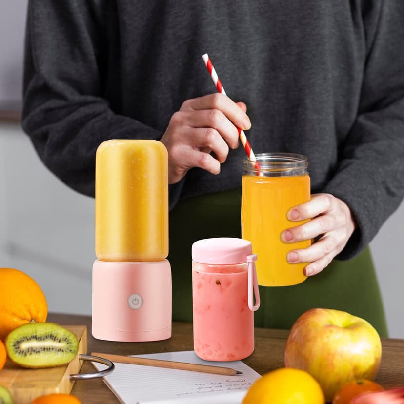 Handheld Blender, USB Rechargeable Immersion Blender, 6 Blade Personal Smoothie Maker, Portable Mixer for Shakes, Travel, Kitchen, Home Gym, Quiet Operation, Easy Clean