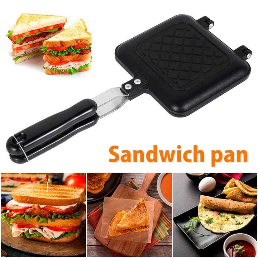 Sandwich Toaster Maker Grill Breakfast Camping Stoe Stainless Toaster Aluminium Cool Touch Handle Suitable for Making Sandwiches Panini