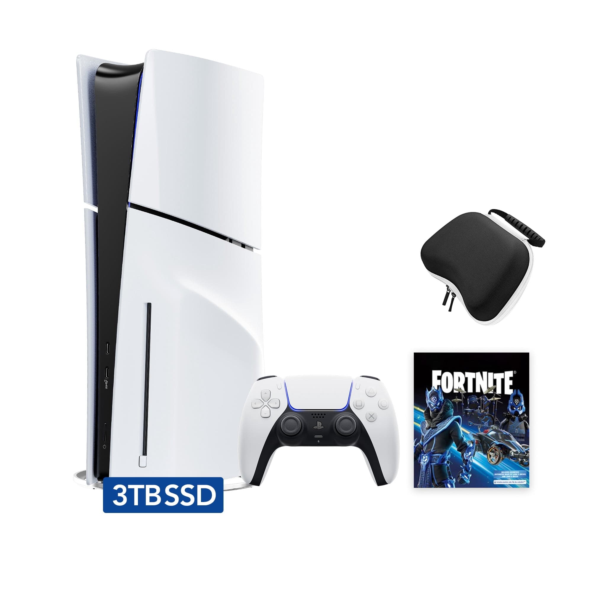 2023 New PlayStation 5 Slim Upgraded 3TB Disc Edition Fortnite Cobalt Star Bundle and Mytrix Controller Case - White, Slim PS5 3TB PCIe SSD Gaming Console