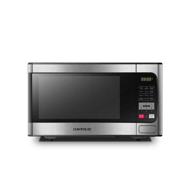 Contoure Microwave Oven RV-950S 1 Cubic Foot Capacity; 900 Watts Cooking Power/1350 Watts Input Power; With 10-1/2 Inch Glass Turntable; Stainless Steel; 9.58 Amp; Built-In
