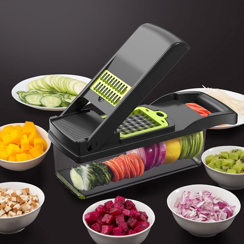 Innovative Self-Designed Kitchen Food Processor: 7-Blade Multi-Functional Vegetable Chopper for Dicing, Shredding & Slicing – Durable, Easy-to-Use Home Cooking Tool with Bonus Egg White Separator,