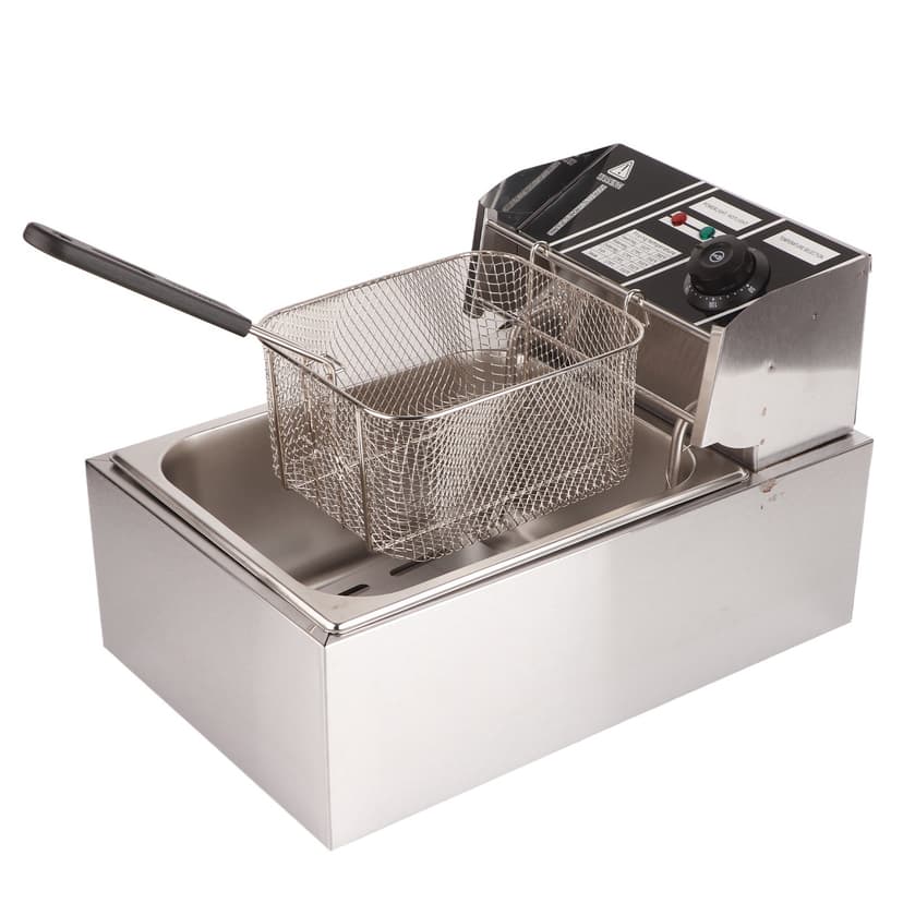 Stainless Steel Deep Fryer, 6L Electric Deep Fryer US Plug 50 degrees Celsius To 200 degrees Celsius Efficient with Lid Basket for Shrimp for Restaurant for French Fries