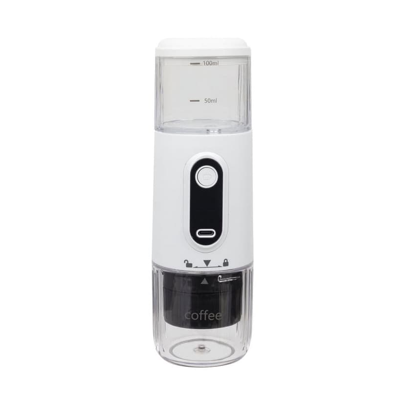 Portable Cordless Coffee Maker, Compact 100ml Electric Espresso Machine, Compatible with Capsules and Ground Coffee, USB Type-C Rechargeable, White
