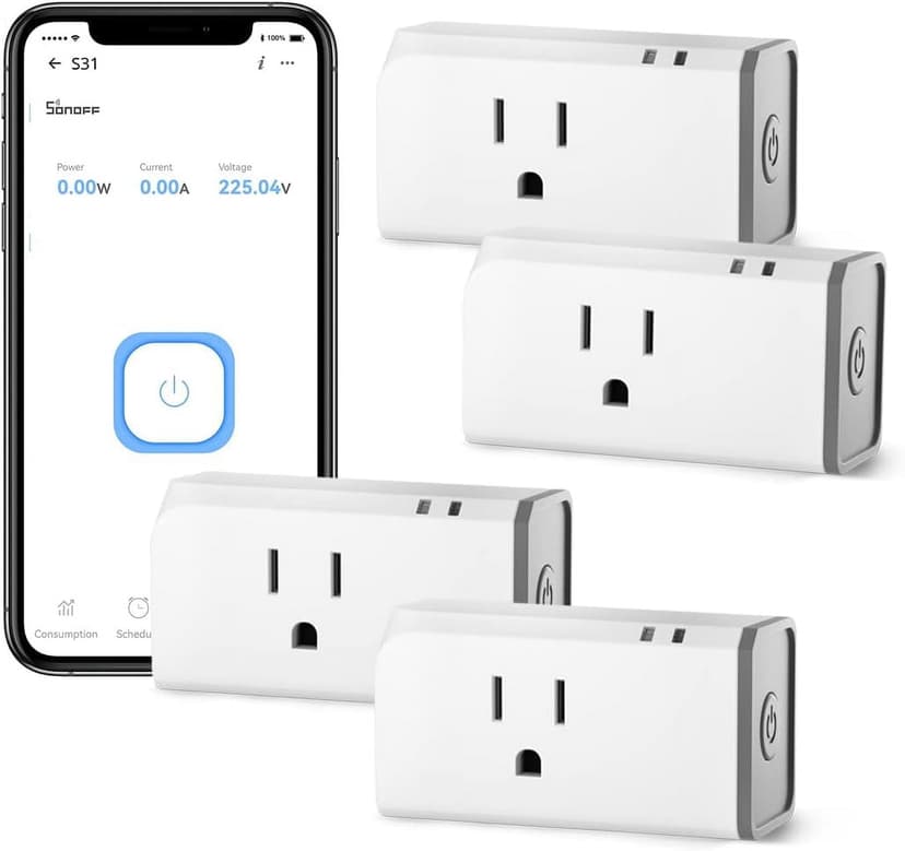 SONOFF Smart Plug with Energy Monitoring,APP&Voice Control Works with Alexa Google Home ,WiFi Mini Smart Outlet for Home and Commercial Use S31 1 Pack