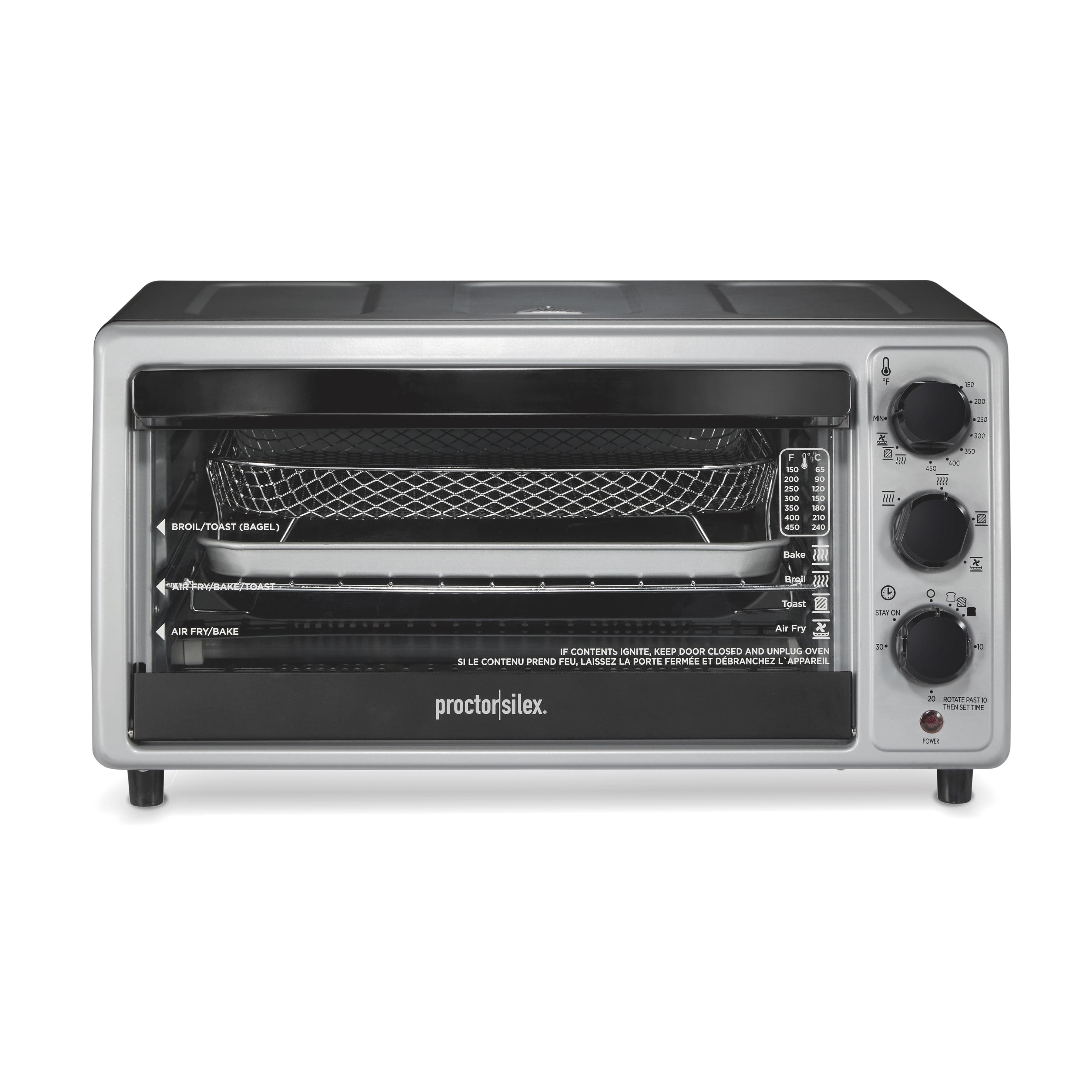 Proctor Silex Simply-Crisp Air Fryer Toaster Oven, 6-Slice Capacity, Black, 1500 Watts, 1 Count, Model 31275J