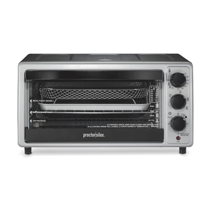 Proctor Silex Simply-Crisp Air Fryer Toaster Oven, 6-Slice Capacity, Black, 1500 Watts, 1 Count, Model 31275J