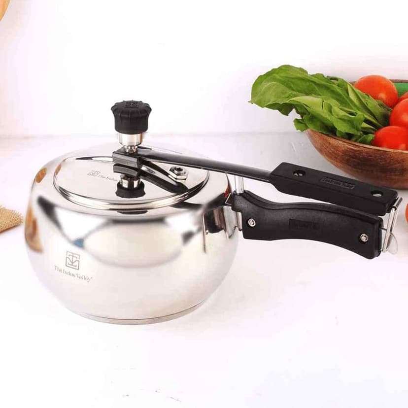 Inner Lid Stainless Steel Pressure Cooker 5 Liters With Tri-ply Sandwich Bottom - ISI Certified, 5 Year Warranty
