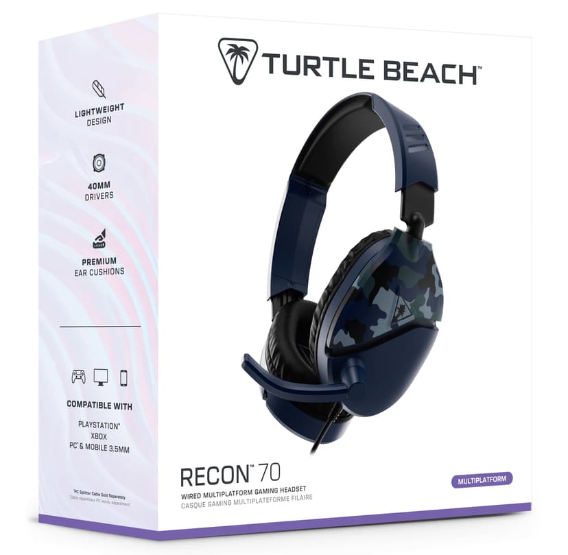 Turtle Beach® Recon 70 Blue Camo Gaming Headset PS4™ Pro, PS4™ & PS5™ | Xbox One & Xbox Series X|S | Mobile