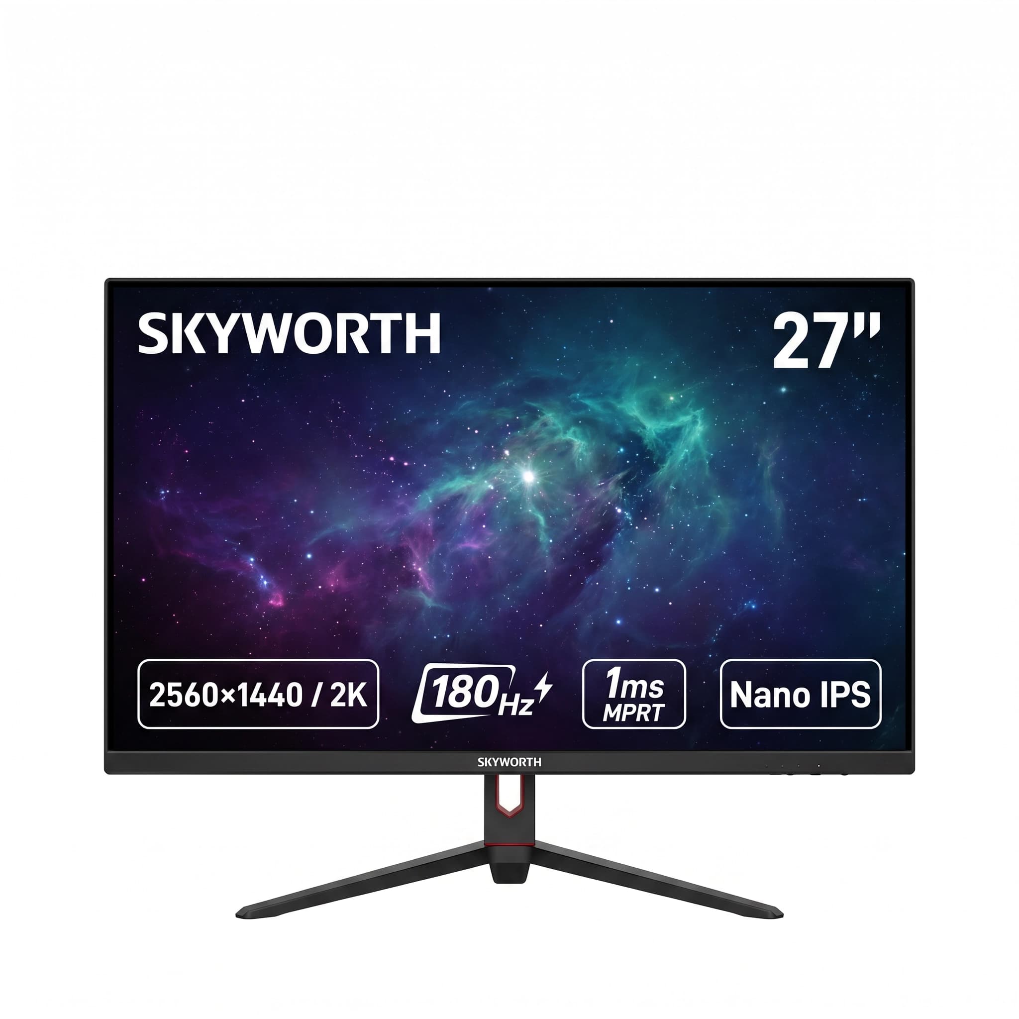 Skyworth 27G5QHP 27" QHD Fast IPS Gaming Monitor, 180Hz, 1ms, USB-C, DisplayPort 1.4, Dual HDMI, Height Adjustable Stand, VESA 100x100