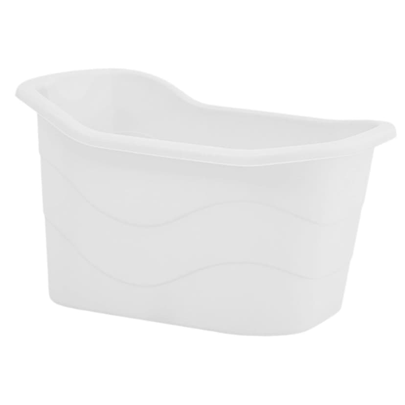 Siruishop Bath Bucket Bath Tub Storage Box Side Drainage Hole Ergonomic Bathroom Accessories Shower Basin for Newborn Boys Girls White