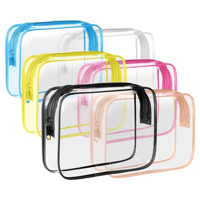 TSA-Approved Transparent Travel Toiletry & Cosmetic Organizer Set - 6-Piece Medium Size (7x4.7x2.2 Inch/18*6*12cm) with Waterproof & Durable Design, Lightweight Compact Storage for Liquids &