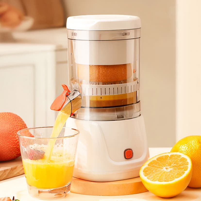 Multi Functional Juicer with 0.3L Capacity, Portable Orange Juicer High Torque Motor, Separable Design for Citrus Fruits Vegetables with Vacuum Seal, White