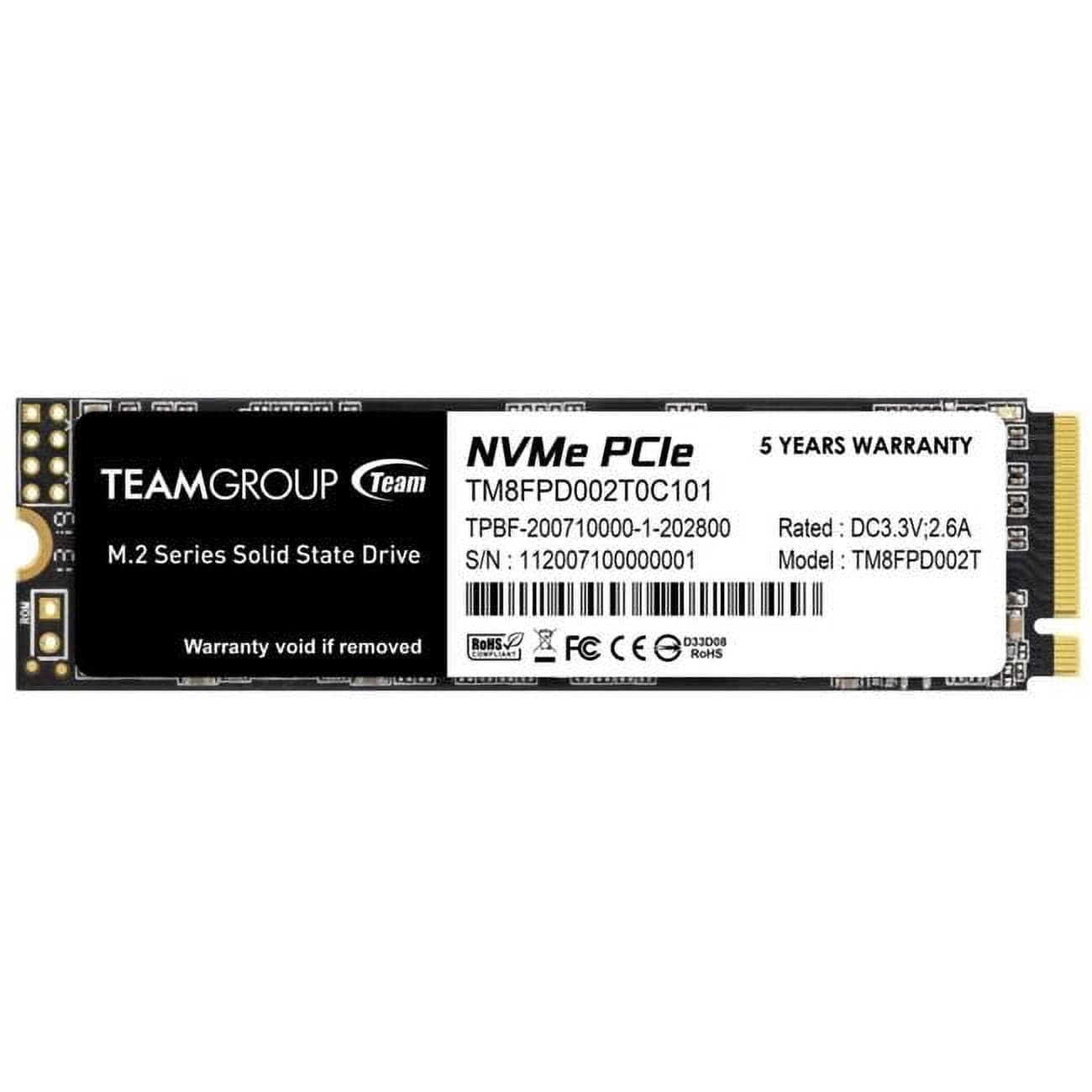 Team TM8FPD002T0C101 2TB PCIe 3.0 x4 with NVMe 1.3 3D NAND Internal Solid State Drive
