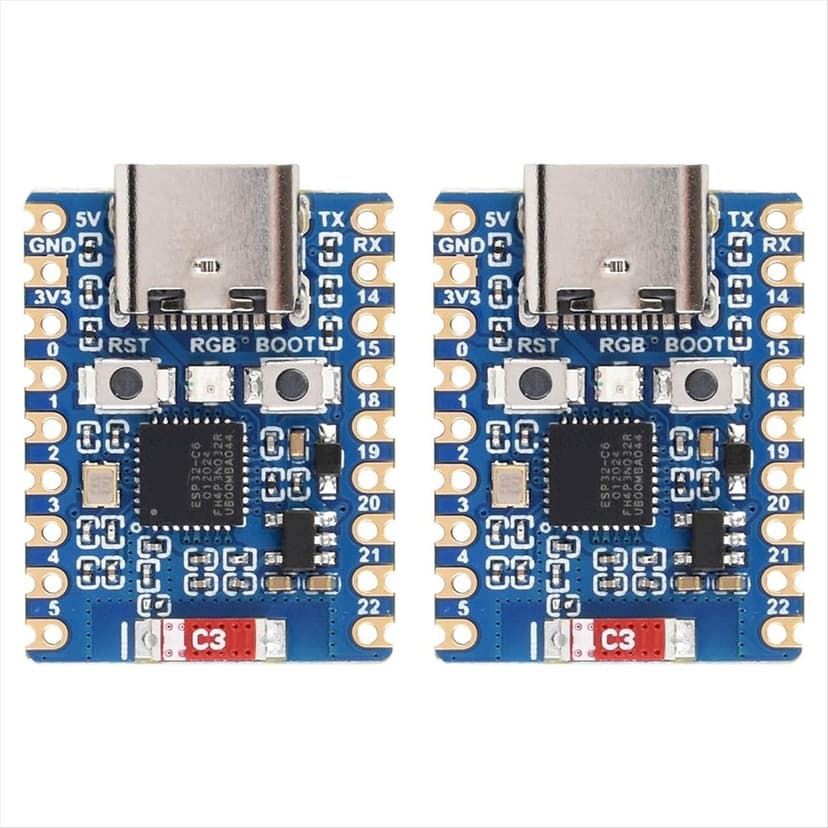 2pcs ESP32 Development Board ESP32-C6 Mini Development Board Based on ESP32-C6FH4 Dual Processors 2.4GHz WiFi 6 & BT5,2 * Development Board(Without Pin Header),Blue