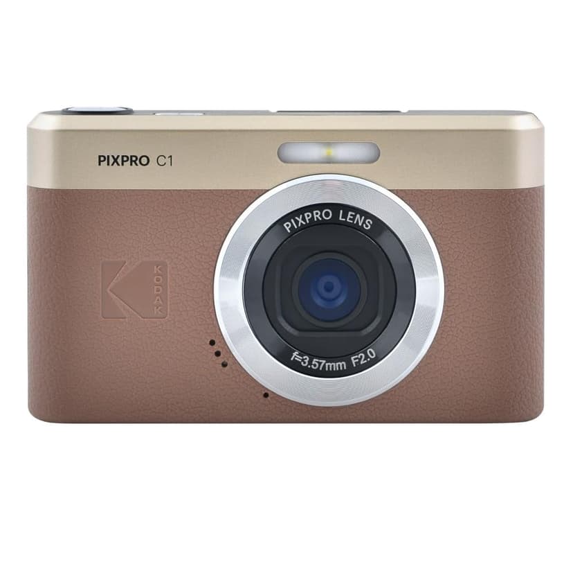 Kodak PIXPRO C1 Digital Camera, 13MP Compact Point & Shoot with 4X Digital Zoom, 26mm f/2.0 Wide Angle, 180 Degree Flip Screen, 1080p HD Video, Brown