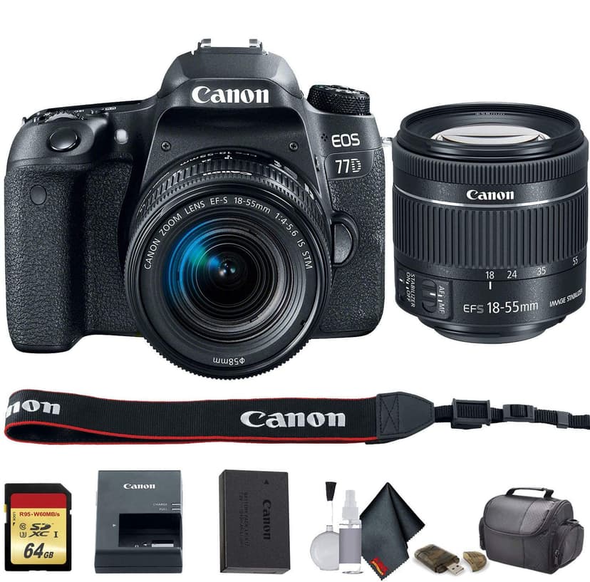 Canon EOS 77D DSLR Camera with 18-55mm Lens (Intl Model) - Starter Bundle