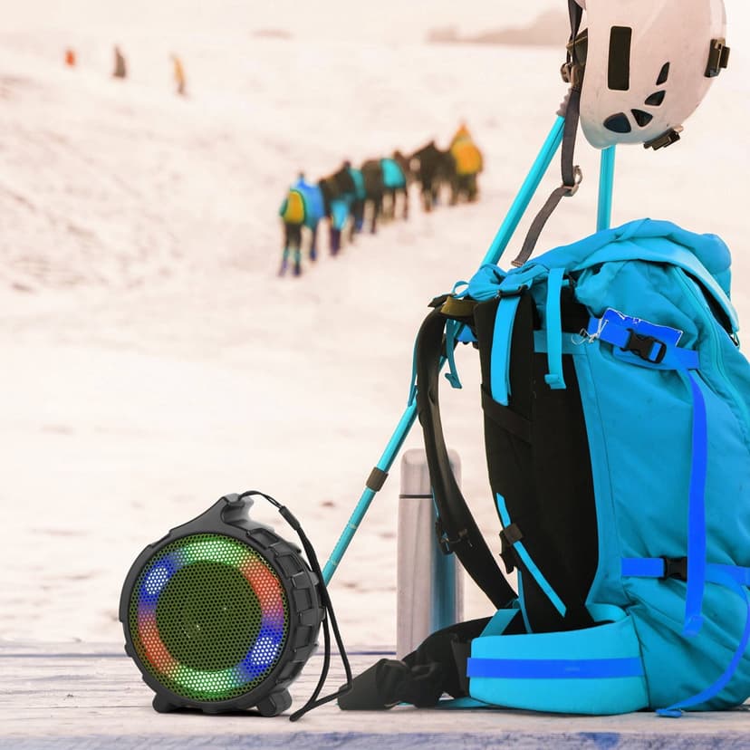 COFEST Colorful Light Bluetooth Speaker Glow Outdoor Mountaineering Speaker Portable Pendant Speaker High-power Long Standby Wireless Bluetooth Speaker Black