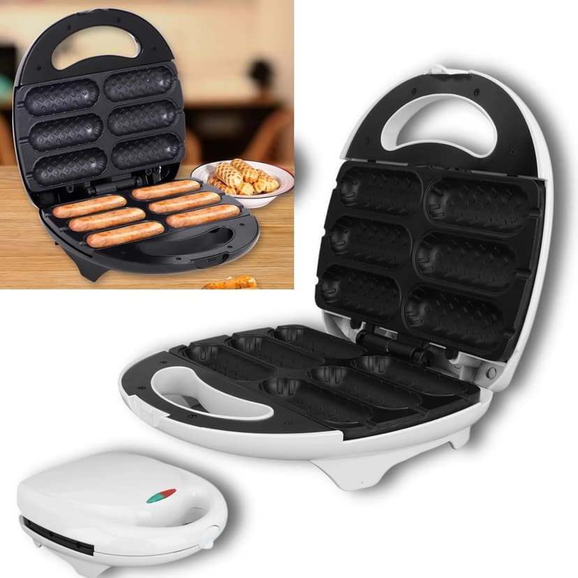 Corn Dog Waffle Maker Electric Nonstick Kitchen Baker 6 Hot Dogs Waffle Machine with Non-stick Coating Plate Toaster for Hot Dogs on a Stick, Cheese Mozzarella Sticks, Cake Pops