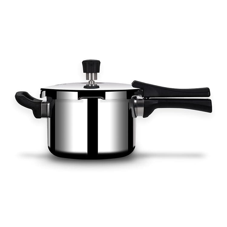 Stellar Stainless Steel Triply Mirror Finish Pressure Cooker With Gasket 5 Liters | Rivet Less Handle | Induction & Gas Base | 7 Yrs Warranty