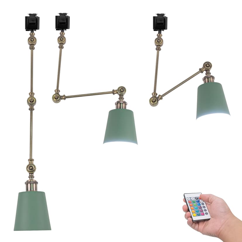 FSLiving J Type Gimbaled Track Lighting, Adjustable Island Light by Remote, Color Changing RGBW A19 Smart Bulb DIY Ceiling Spotlight Juno Track Mounted for Beam Sloped Ceiling,Disco Macaron Green