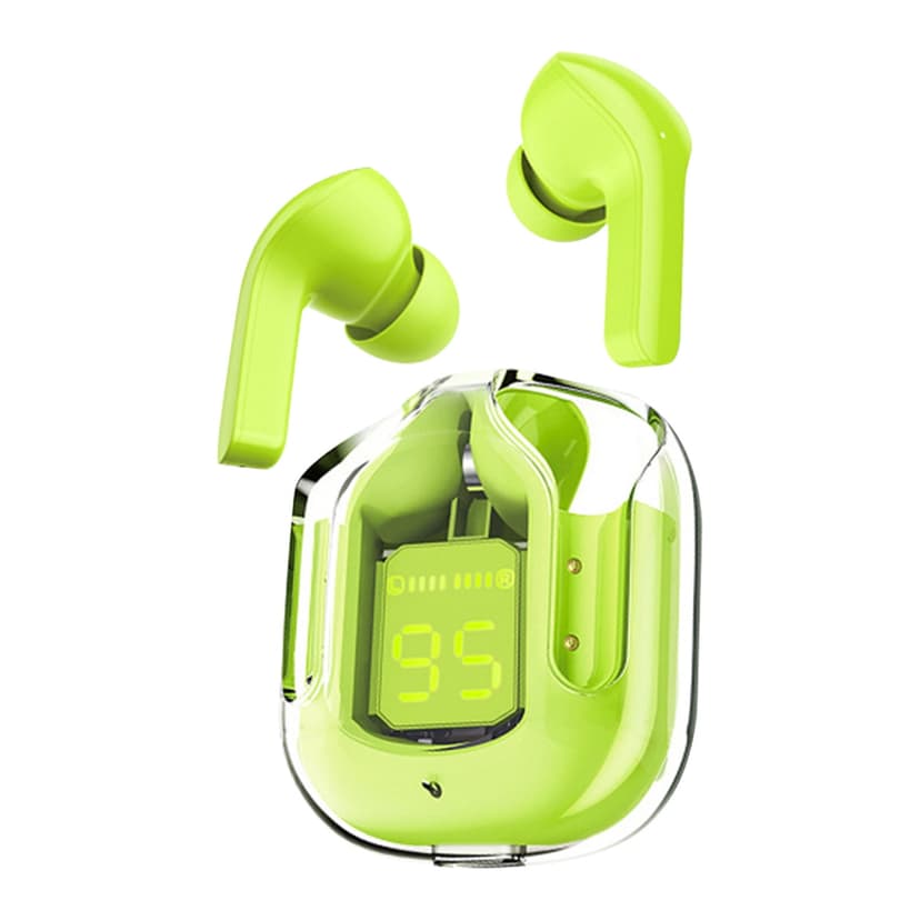 Dadatutu Wireless Earbuds, Transparent Digital Display Headphones Crystal Earbuds, Bluetooth Headset Bilateral Stereo Bass Speaker with Charging Bin for Sports, Working