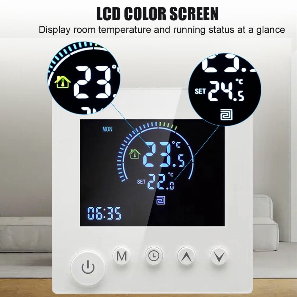 Wall Mounted Smart Thermostat, Remote Voice Control Smart Thermostat Underfloor Heating System Temperature Adjustment Digital Thermostat With Programming