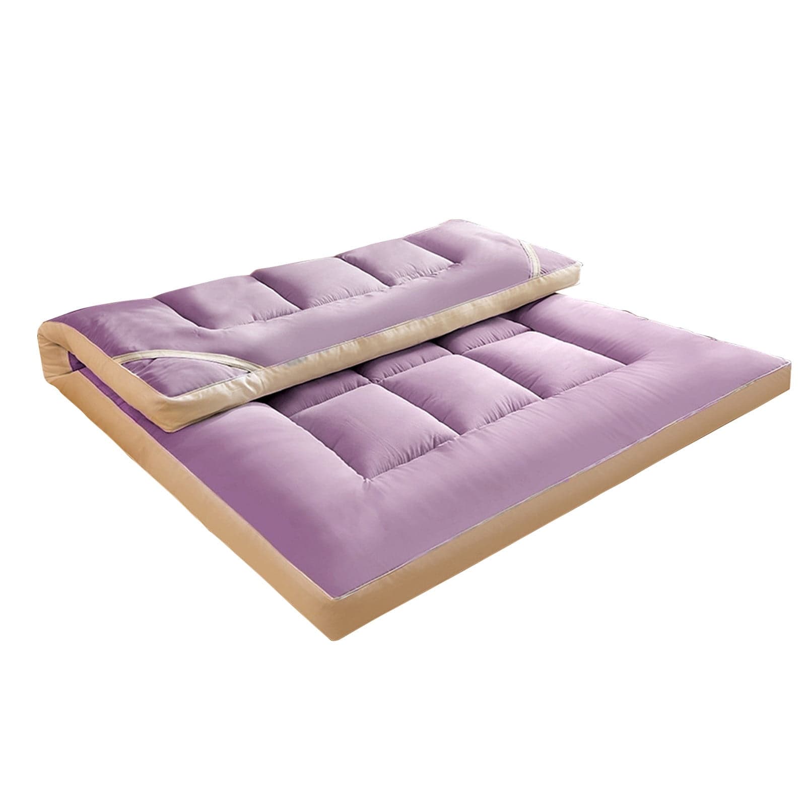 Purple Soy Fiber Mattress Pad Topper Foldable Soft Comfortable Machine Washable Breathable For Student Bed Guest Bed 71X79 Inches Polyester Filled Mattress Cover 4.41Lb Lightweight