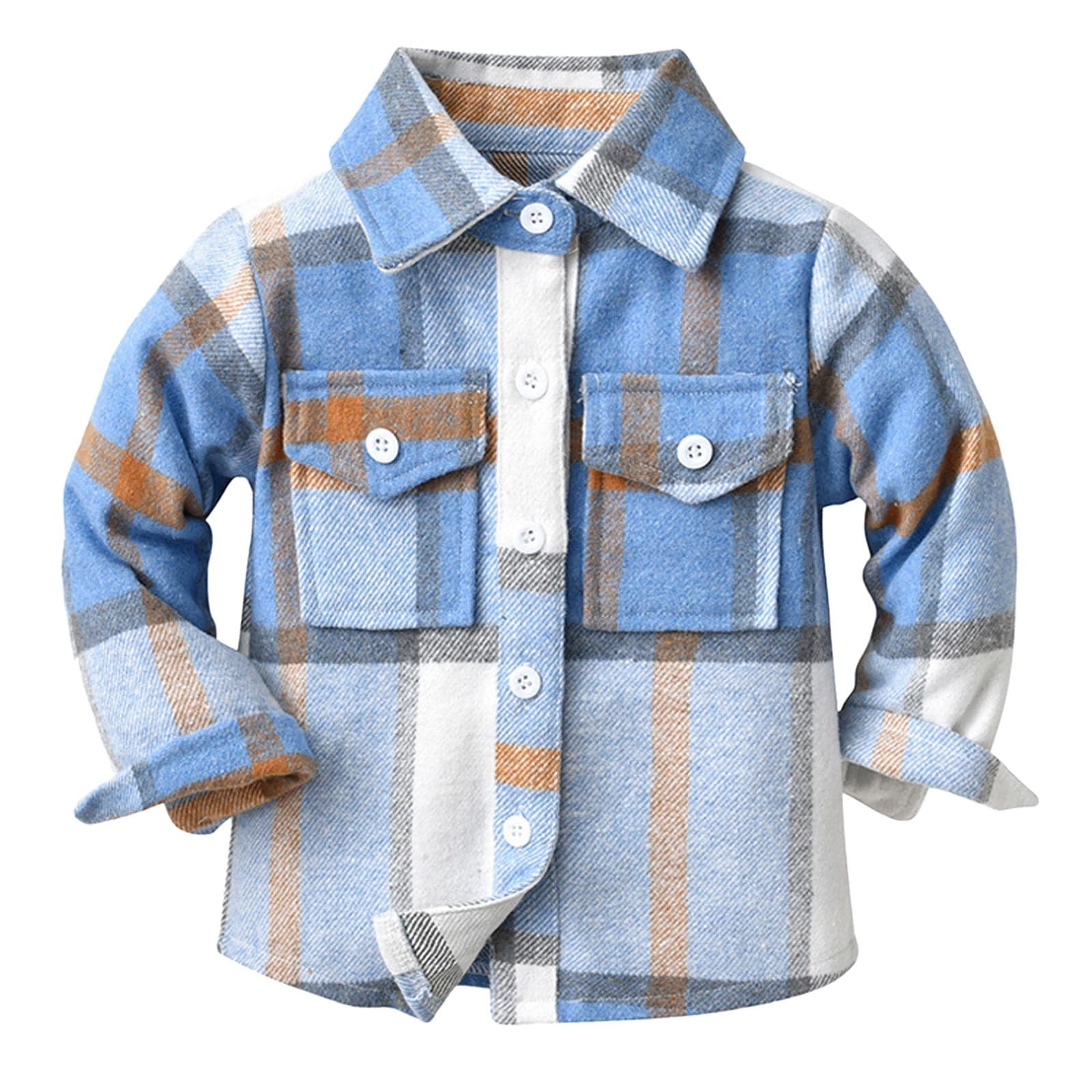 dmqupv Kids Winter Jacket Kids Toddler Baby Boys Autumn Winter Plaid Cotton Long Sleeve Cardigan Jacket Clothes Blue,Size for 6-7 Years