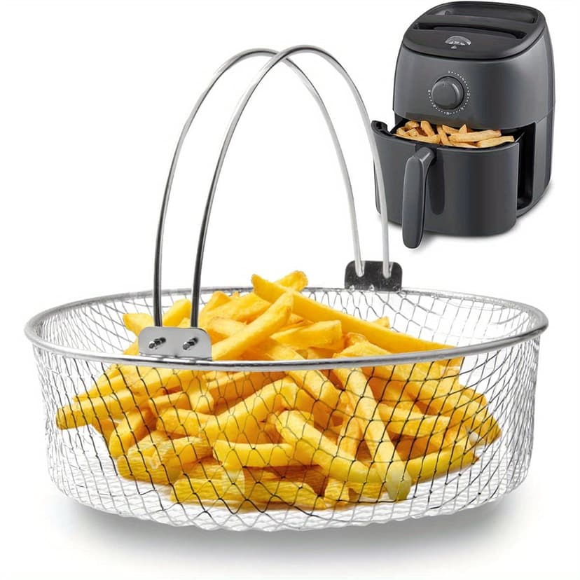 HLONK Air Fryer Basket Steamer Basket for Instant Pot 304 Stainless Steel Mesh Basket for Instant 6Qt 8Qt Air Fryer Air Fryer Accessory 8 inch Basket with Handle