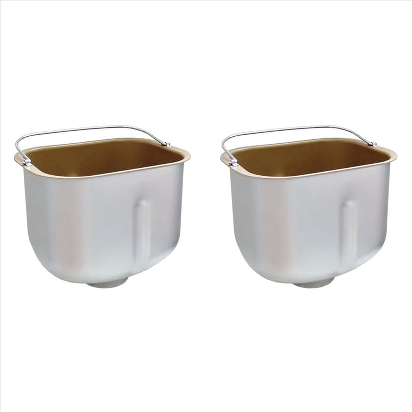 2X Household Bread Machine Accessories Bread Liner Mixer Bread Machine Baking Bread Machine Tray,2 x Inner tank with stirrer,Silver&Brown
