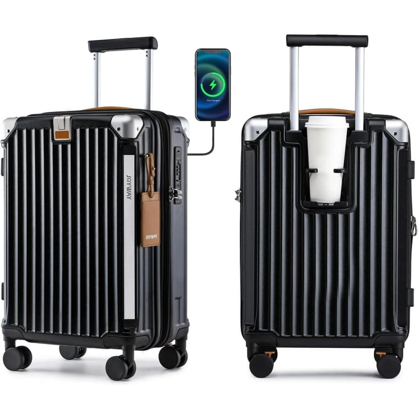 Refurbished Joyway TR-014 Expandable Hard 20 inch Carry-on Luggage Sets, Black
