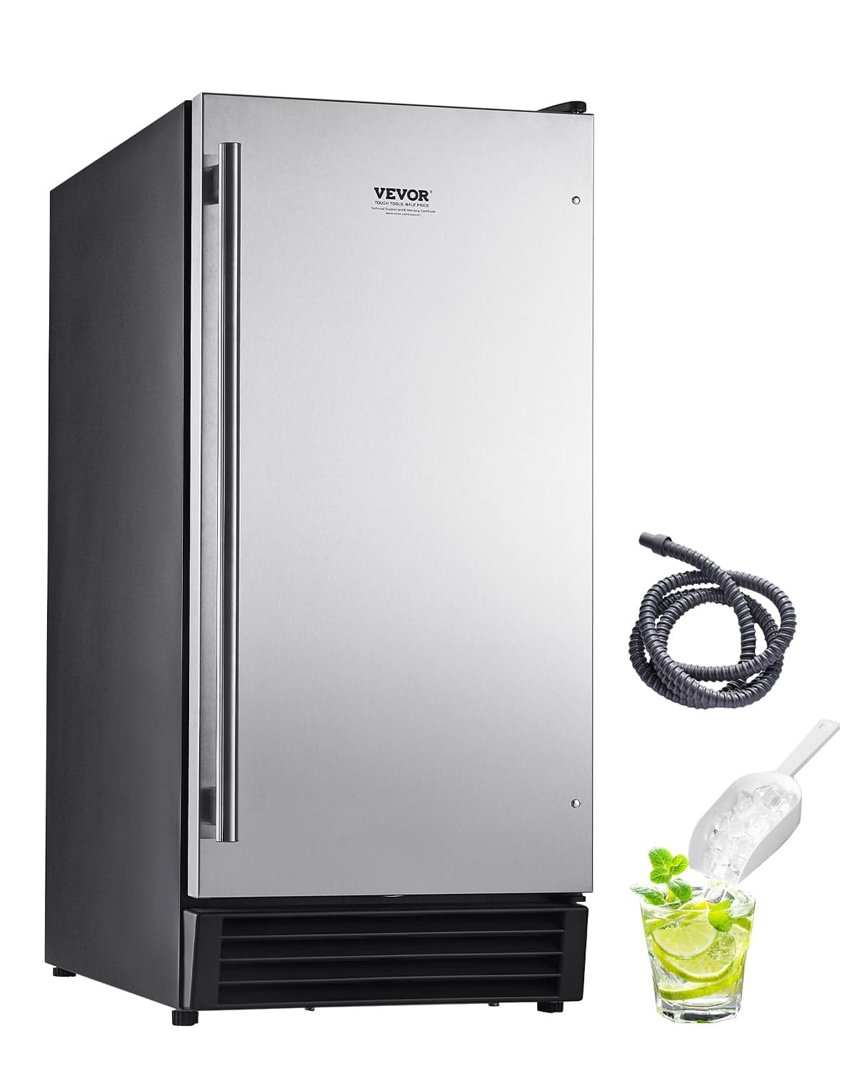 VEVOR Undercounter Built-in Ice Maker Machine 50 Lbs/Day w/ Drain Pump Reversible Door