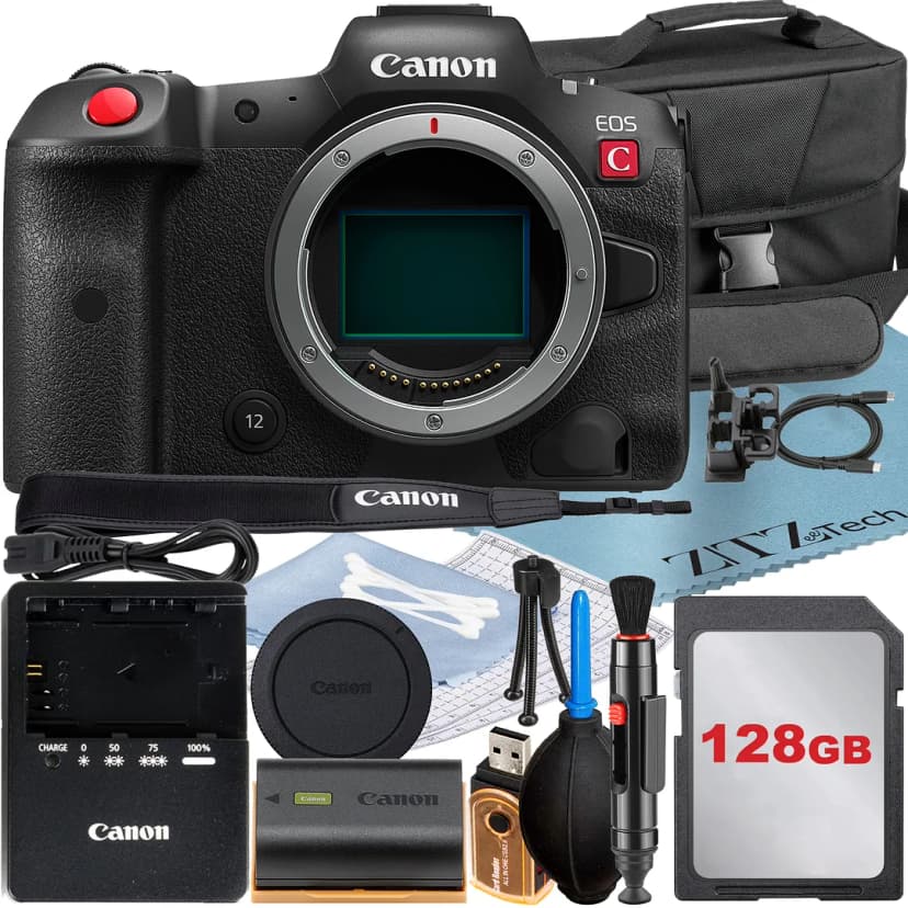 Canon EOS R5 C Mirrorless Cinema Camera (Body) with 4K Video + 128GB Memory Card + Case + ZeeTech Accessory Bundle