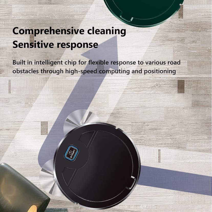 WLOELOEW Black Robot Vacuum And Mop Combo 3 In 1 Robotic Vacuum Cleaner Dustbin/Brush Blocked By Hair Ideal For Hard Floor/Pet