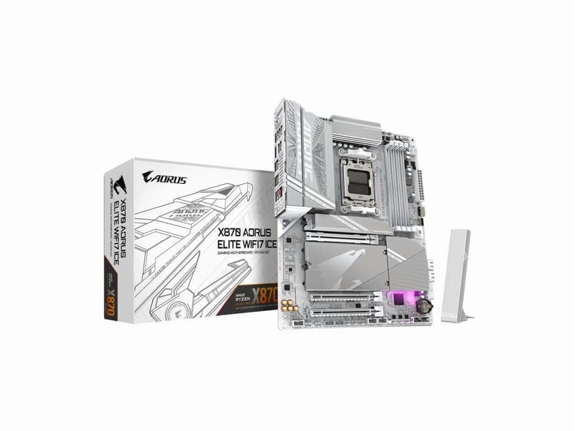 Aorus Ultra Durable X870 AORUS ELITE WIFI7 ICE Gaming Desktop Motherboard - AMD X870 Chipset - Socket AM5 - ATX (x870aoruselitewifi7ice)