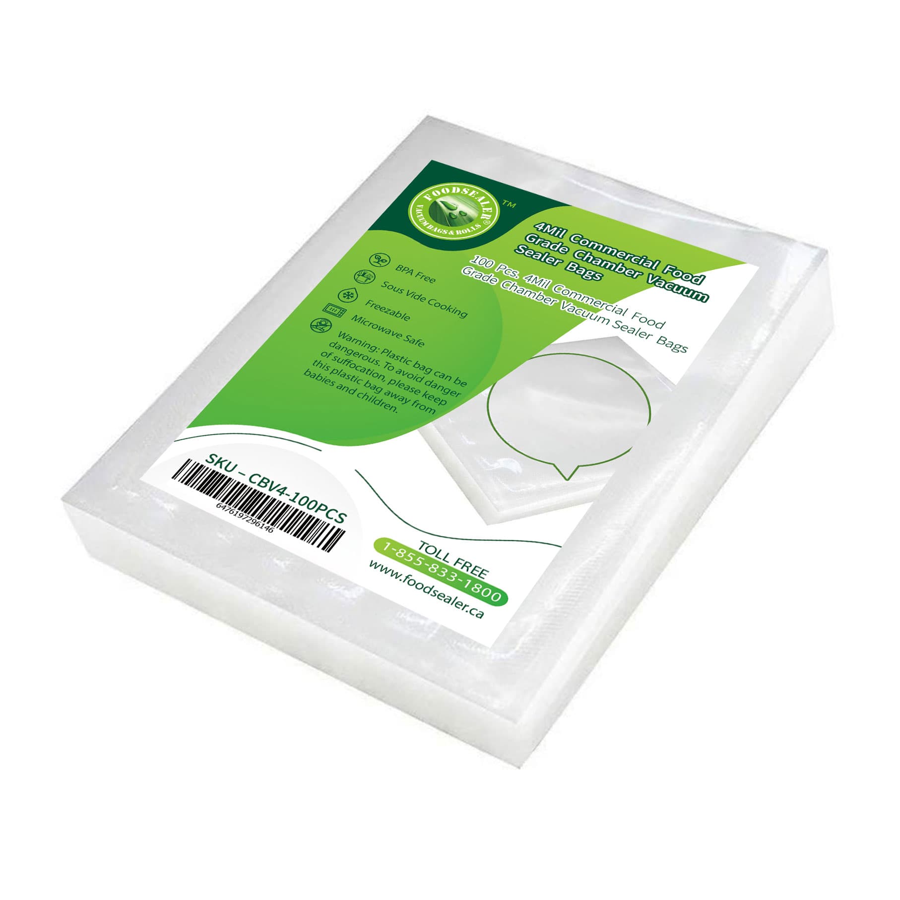 100 Pcs 4Mil 10" x 14" Chamber Pouch & Chamber Vacuum Bag Commercial Food Grade Sous Vide Cooking Pouches for your Chamber Vacuum Sealer, Nozzle Vacuum Sealer, Impulse Clear Storage Flat Bags BPA FREE