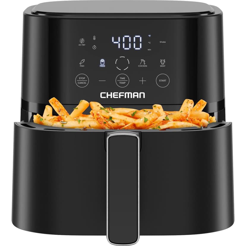 Chefman 4 Qt Compact Digital Touch Air Fryer w/ Hi-Fry & Shake Reminder - Black, New