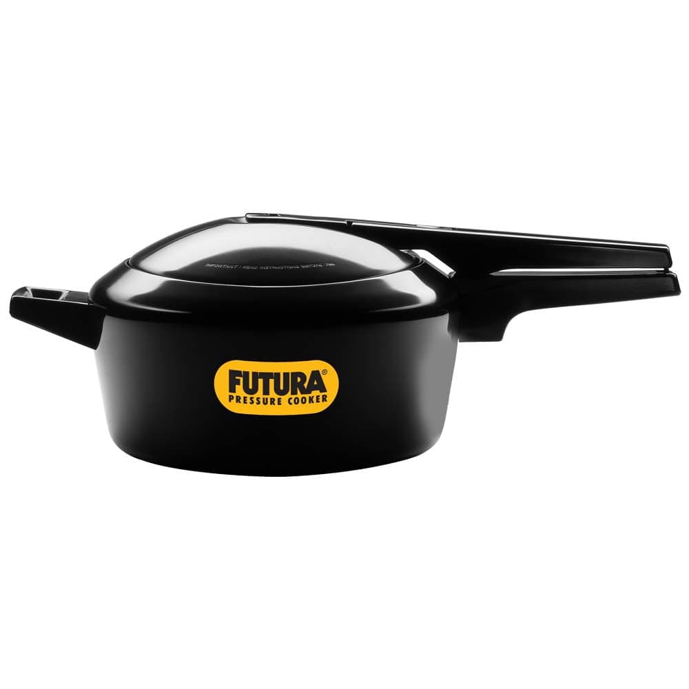 Futura Black Aluminium Pressure Cooker 4 Liters | Hard Anodised Outer Lid Pressure Cooker, Pan Cooker (FP40) - For 4 To 6 Persons