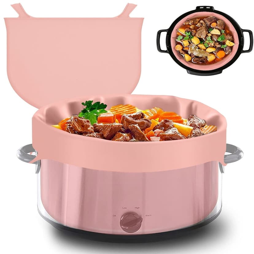 Slow Cooker Liners Fit for 8 Qt Crock Pot Silicone Cooking Bags Liners Divider Insert for Oval Or Cooker Leakproof and Dishwasher Safe