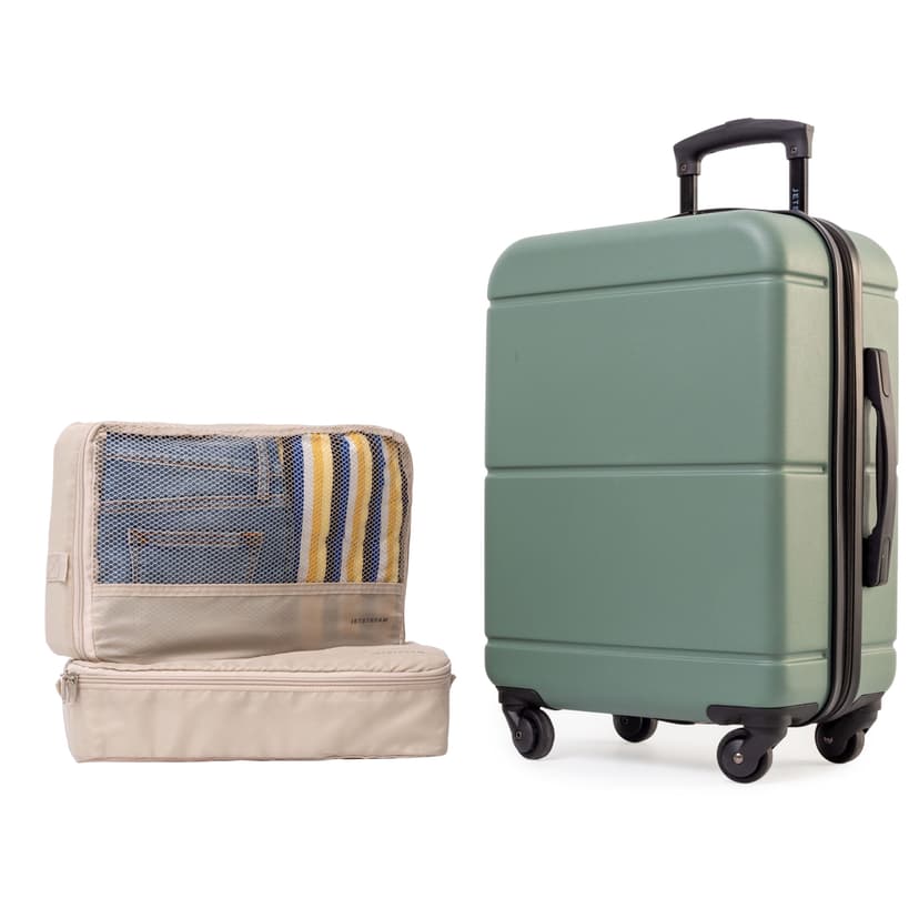 JetStream® 3-Piece Carry-On Hardside Luggage Set: 20 Inch Carry On Spinner Suitcase and 2 Packing Cubes