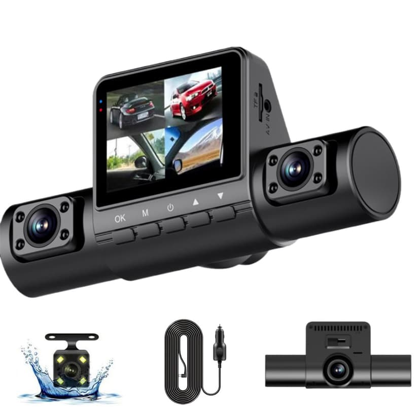 Wuztai 4 Channel Dash Cam, 1080P Front Rear Left Right Car Camera, Dashcam with IR Night Vision Loop Recording Motion Detection Parking Aid