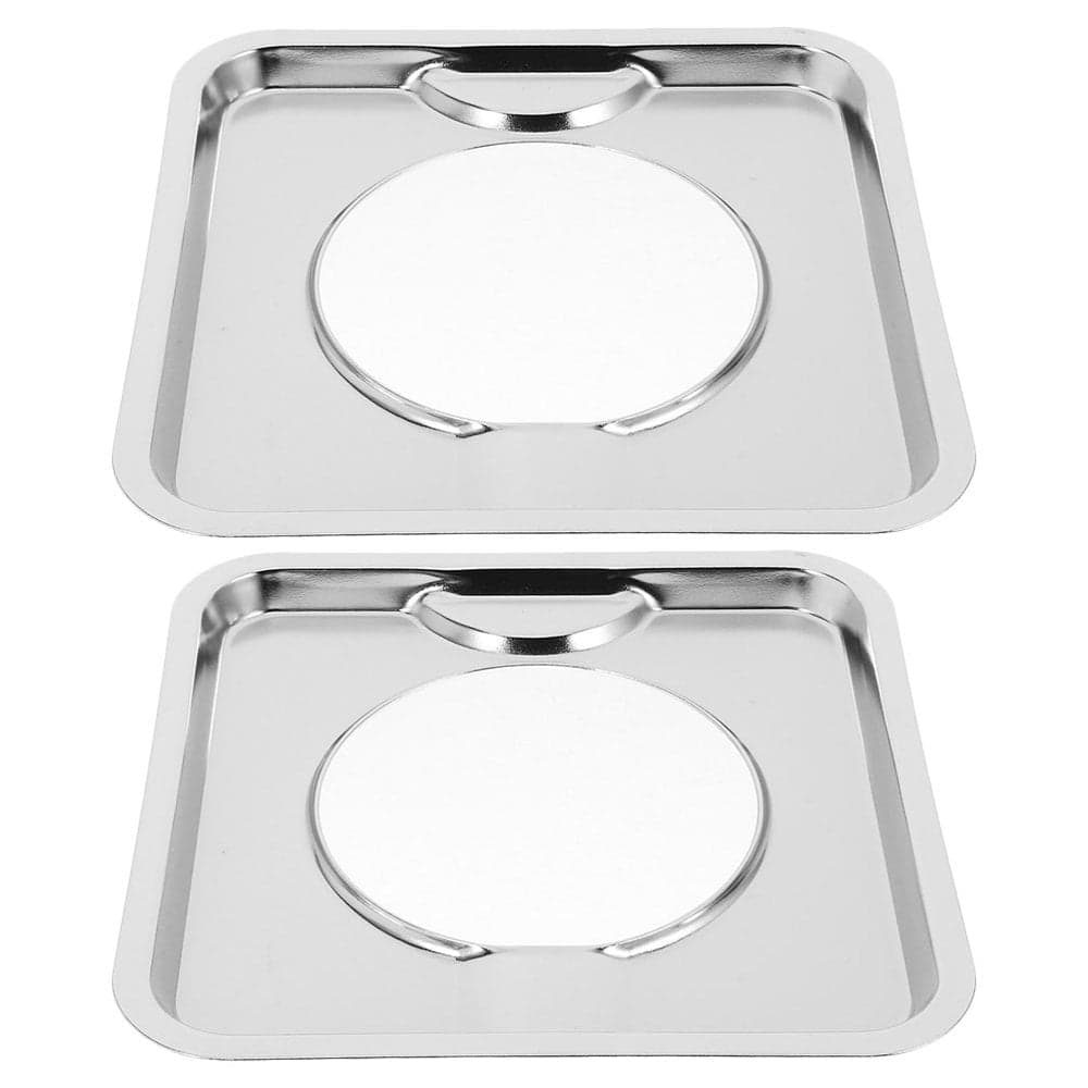 CHUANK 2pcs Stainless Steel Square Gas Range Drip Pan Heavy Duty Gas Stoves Drip Tray Burner Covers Pans for Kitchen Gas Burners Accessories