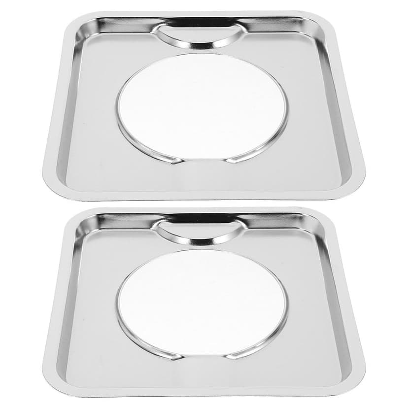 HLONK 2pcs Stainless Steel Square Gas Range Drip Pan Heavy Duty Gas Stoves Drip Tray Burner Covers Pans for Kitchen Gas Burners Accessories