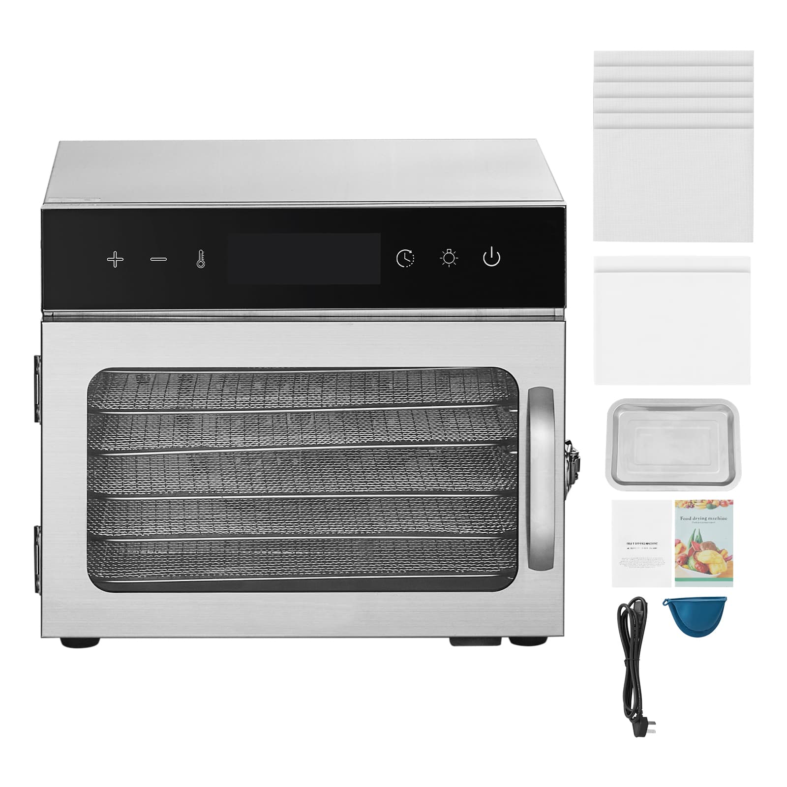 KFFKFF Food Dehydrator Machine, 6 Stainless Steel Trays, 400W Electric Food Dryer with Adjustable Temperature & 24-Hour Timer, Freeze Dryer for Jerky, Meat, Fruit