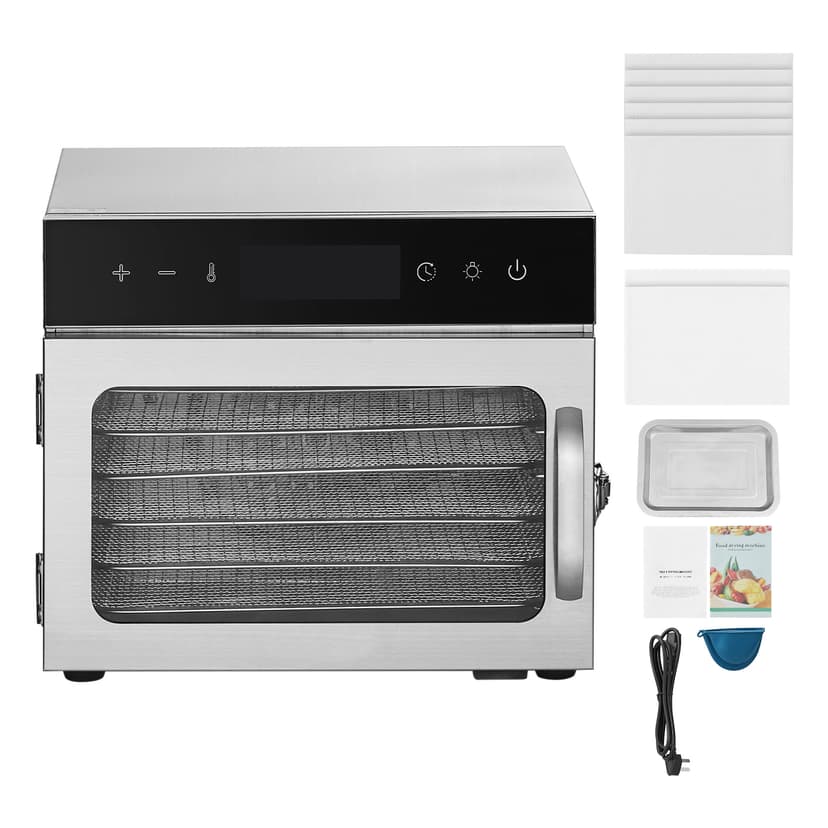 KFFKFF Food Dehydrator Machine, 6 Stainless Steel Trays, 400W Electric Food Dryer with Adjustable Temperature & 24-Hour Timer, Freeze Dryer for Jerky, Meat, Fruit